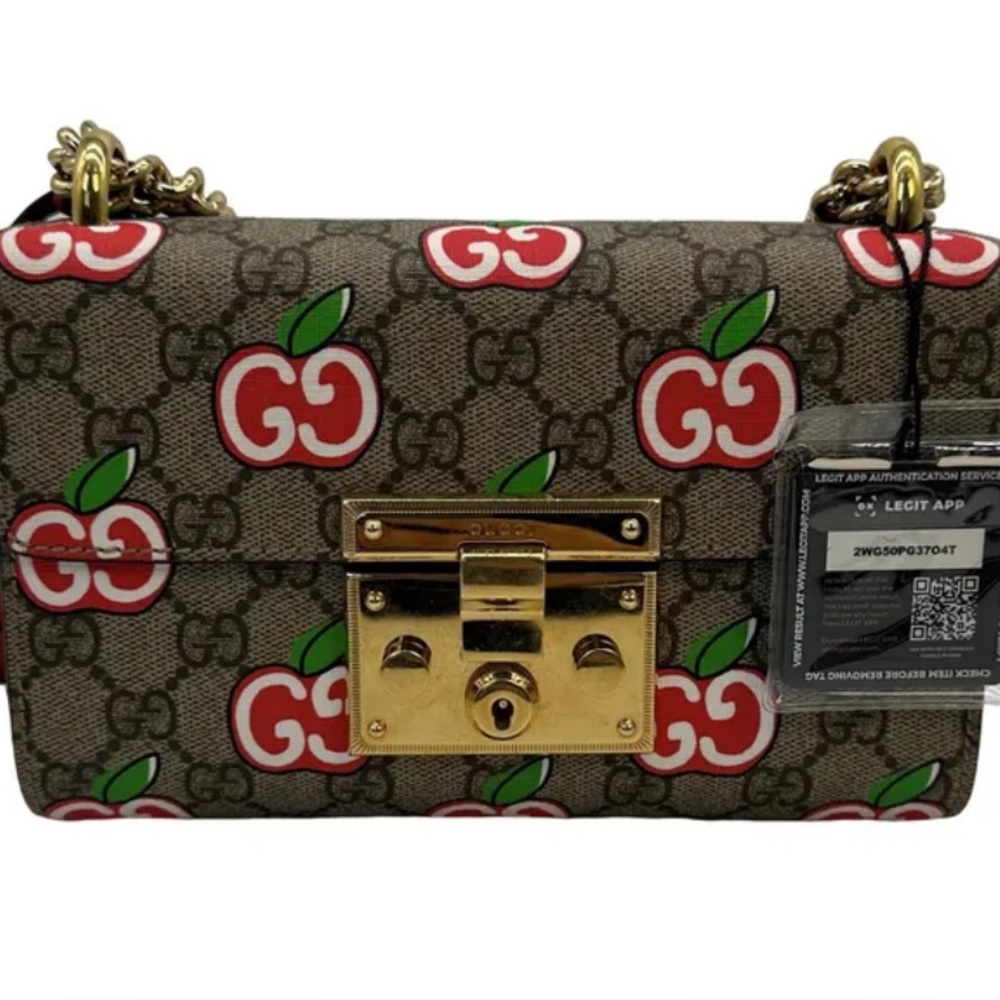 GUCCI GG Supreme Monogram Apple Small Padlock Shoulder w/ COA